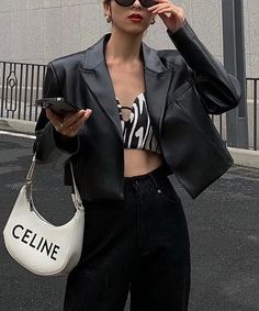 Black Short PU Leather Jacket For Women - Golden Atelier Cheese Corn, Streetwear Korean, Short Blazer, Womens Black Leather Jacket, Corn Casserole, Summer Streetwear, Pu Leather Jacket, Future Style, Autumn Clothes