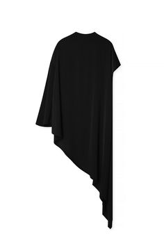 Flowy One Shoulder Tunic Asymmetrical Design, High Neckline, One Shoulder, Midi Dress, Long Sleeve, Black, Design