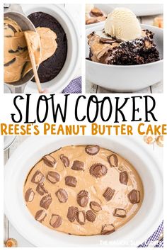 this is an image of slow cooker reeses peanut butter cake