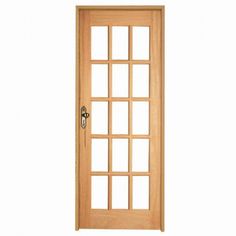 an open wooden door on a white background