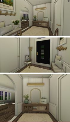 three different views of the inside of a house