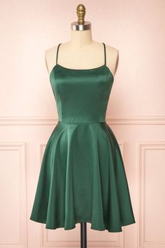 Grad Dresses Green Short, Green Hoco Dress, Prom Dresses Green, Short Satin Dress, Short Green Dress, Short Satin