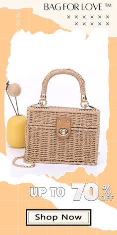 Bag For Love -Turn Lock Chain Straw Bag - Women Satchels Trendy Beige Box Bag With Chain Strap, Beige Rectangular Box Bag With Chain Strap, Beige Bags With Chain Strap For Summer, Casual Shoulder Bag With Chain Strap For Vacation, Beige Bag With Chain Strap For Summer, Summer Beige Bag With Chain Strap, Beige Shoulder Bag With Chain Strap For Summer, Summer Beige Shoulder Bag With Chain Strap, Casual Beige Bag With Chain Strap