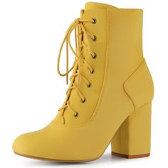 A pair of ankle booties featuring a lace-up front, a chunky high heel, and a classic rounded toe. A side zipper is added to ease you in and out. Modern and minimalist, essential lace-up boots set on a chunky heel serve as a versatile go-to style. Designed with closed-toe, this pair of boots can keep you all day warm and comfortable. Fall Lace-up Platform Boots With Stacked Heel, Ankle-high Lace-up Boots With Zipper Closure For Spring, Lace-up Boots With Stacked Heel, High Heel Ankle Boots, Spring Boots, High Ankle Boots, Chunky High Heels, Heel Ankle Boots, High Heel Boots Ankle