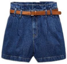 Zara Denim Blue Bottoms, Metallic Jeans, Tie Dye Denim, Ripped Denim Shorts, Denim Belt, Frayed Jeans, Zara Shorts, High Waisted Jean Shorts, Belted Shorts