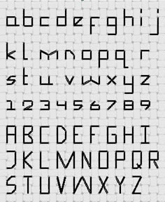 the alphabet is made up of black and white letters, which are arranged in rows