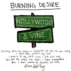 a drawing of two green street signs with the words burning de srre written on them