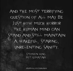 a black and white photo with the words stephen king, unrepenenting sainty