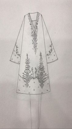 a drawing of a dress with trees on it