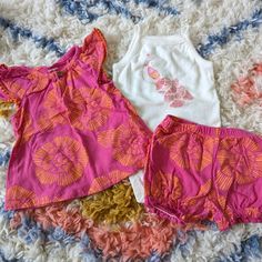 Tropical Feel 3 Piece Outfit. So Cute On. Size 6 Months. Euc. Onesie Unworn. Pink Cotton Vacation Sets, Pink Cotton Play Sets, Playful Sleeveless Play Sets, Playful Pink Sleeveless Set, Sleeveless Summer Play Sets, Pink Sleeveless Playtime Sets, Pink Sleeveless Sets For Playtime, Pink Play Sets For Spring, Sleeveless Pink Sets For Playtime