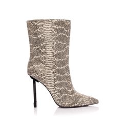 Jessica Rich present the Bootie Snake featuring a sultry snake skin upper and custom molded heel made exclusively for Jessica Rich. The perfect ankle boot for any fashionista's wardrobe! Features Heel height: 100 mm8.83" shaft height, 8.3" circumferenceFits true to sizePointed toeStructured ankle shaftCustom molded met Fall Snake Print Ankle Boots, Glamorous Fall Boots With 4-inch Heel, Glamorous 4-inch Heel Boots For Fall, High Heel Snake Print Boots For Fall, Snake Print High Heel Boots For Fall, Trendy High Heel Snake Print Heels, Trendy Snake Print Ankle Boots, Fall Snake Print High Heel Boots, Snake Print Boots For Fall Party