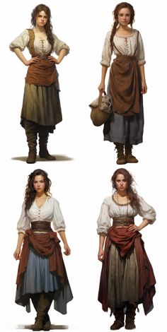 Medival Outfits Women, Peasant Outfit, Peasant Clothing, Pathfinder 2e, Vestidos Anime