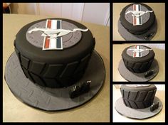 there is a cake that has been made to look like a motorcycle helmet on it