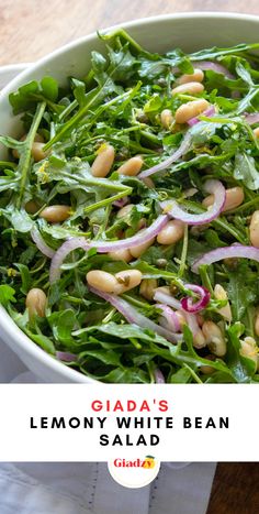 a salad with lemony white bean and spinach