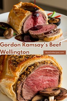 Gordon Ramsay’s Classic Beef Wellington Recipe Gordon Ramsay Wellington, Easy Wellington Recipe, Gordon Ramsay Cooking, Fancy Dinner Recipes For Family, Beef Wellington Recipe Gordon Ramsay, Beef Tenderloin Wrapped In Puff Pastry, Beef Wellington Christmas Dinner, Beef Wellington Recipes, Puff Pastry Beef Wellington