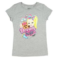 Nickelodeon Girls Jojo Siwa and Bow Bow Dream Huge Licensed T-Shirt (Medium) These are 100% officially licensed Jojo Siwa products, guaranteed or your money back!. JoJo is a dancer best know for her role on Dance Moms and her appearances on Nickelodeon television. Her look is always accented by the large bow she wears in her hair. Her daily vlog is a must for many. This tee features a large cartoonish graphic image of Jojo and her dog Bow Bow with a script logo that reads "Dream Huge". The top i Nickelodeon Girls, Daily Vlog, Bow Bow, Music Tees, A Script, Jojo Siwa, Script Logo, Large Bow, Dog Bows