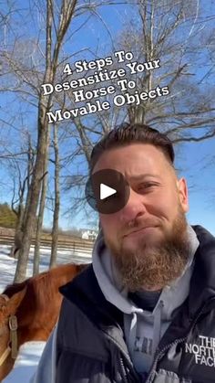 a man standing in front of a horse with the caption 4 steps to destrize your move to move objects