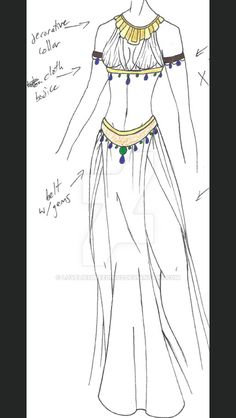 a drawing of a woman's dress with beads on the waist and neckline