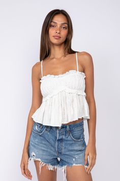 Cute Summer Crop Tops Babydoll Top Outfit, White Flowy Shorts, Cute White Tops, Preppy Tops, Boho Pink, Babydoll Style, Cute Preppy Outfits, Summer Crop Tops, Be My Baby