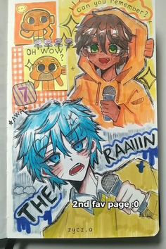 a notebook with an image of two anime characters and the caption reads, i can you remember? 2nd fav page 0