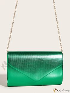 Bird in Bag - Womens Flap Body Bag Green Rectangular Satchel For Party, Elegant Green Satchel For Party, Chic Green Envelope Bag, Green Satchel Evening Bag For Parties, Green Details, Chain Pattern, Bird In Bag, Bag Bag, Square Bag