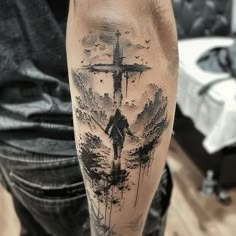 Dynamic Cross Tattoos For Men Tattoo Flash Tattoo Pieces Men, Skull With Knife Tattoo, Faith Over Fear Tattoo Men, Cross Hand Tattoo Men, Christian Based Tattoos, Christian Arm Tattoo Men, Cross Sleeve Tattoo Men, Back Cross Tattoo For Men, Cool Tattoo Stencils For Men