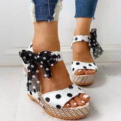 Women Wedges, Sandals Woman, Woman Casual, Lace Up Espadrilles, Wedges Shoes, White Wedges, Platform Wedge Heels, Sandal Platform, Wedge Heel Sandals