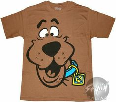 a brown t - shirt with a cartoon dog on it's chest and eyes