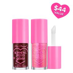 $29.00 $17.40 at checkout! | Too Faced Kissing Jelly Lip Oil Gloss: Perfect Pair Set - NET WT. 0.15 oz/4.50 ml/Each Concealer Guide, Mascara Guide, Too Faced Lip Gloss, Lipstick Guide, Lip Oil Gloss, Plumping Lipstick, Lip Gloss Collection, Lip Palette, Natural Foundation