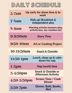 the daily schedule for children's play and learn how to cook with their parents