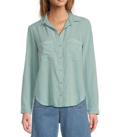 Cloth & Stone Long Sleeve Button Front Collared Coordinating Lyocell Shirt | Dillard's Casual Button-up Rayon Shirt, Casual Rayon Button-up Shirt, Casual Collared Blouse With Pockets, Casual Blouse With Pockets And Collared Neckline, Casual Blouse With Button Closure And Spread Collar, Button-up Rayon Blouse, Collared Rayon Shirt With Button Closure, Fall Button-up Rayon Shirt, Fall Rayon Button-up Shirt