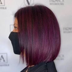 Aubergine Hair Color, Purple Hair Styles, Purple And Red Hair, Very Long Bob, Colour 2023, Purple Hairstyles, Red Purple Hair, Raspberry Hair, Purple Hair Color Ideas