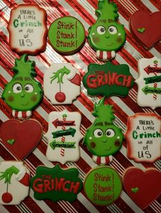 some cookies that are decorated to look like the grin