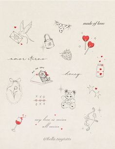 an image of valentine's day cards with hearts and other things to write on them