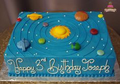 a birthday cake with the solar system on it