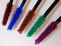 Plain old brown or black mascara was WAY too boring for us #80s gals!!  Blue mascara was the way to go! http://www.liketotally80s.com/blue-mascara.html 80s Mascara, Colored Mascara Aesthetic, Mascara Colors, 60s Mascara, 1980s Beauty Products, Big Hair Bands 80s, Coloured Mascara, Purple Mascara