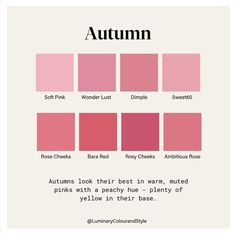 Deep Autumn Color Palette Pink, Pink For Dark Autumn, Deep Autumn Pink Palette, Pink For Autumn Palette, Autumn Pink Color Palette, True Autumn Pink, Pink For Deep Autumn, Dark Autumn Pink Palette, Dark Autumn Pink