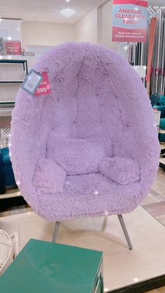 Chair furniture preppy finds Baddie Room Accessories, Purple Chair Bedroom, Kawaii Bedroom Purple, Cute Purple Room Ideas, Purple Room Accessories, Purple Bedroom Inspirations, Purple Apartment Aesthetic, Light Purple Room Aesthetic, Purple Girly Things