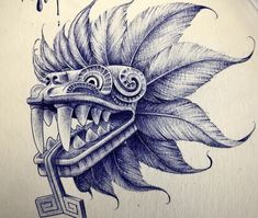 a drawing of a mask with a key on it