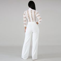 White Long Sleeve Jumpsuit, Long Pant Jumpsuit, Rompers Womens Jumpsuit, Wide Leg Romper, White Peplum, Loose Jumpsuit, Culotte Jumpsuit, Cocktail Wedding, Evening Cocktail