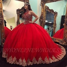 Sweet 16 Dresses Long, Xv Dresses, Ball Gown Quinceanera Dresses, Red Ball Gown, Quinceñera Dresses