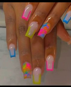 Overlay Nails, Colorful Nail, Girly Acrylic Nails, Work Nails, Her Nails