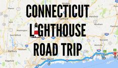 a map with the words connect out lighthouse road trip