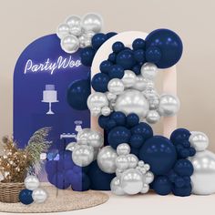 an assortment of balloons and decorations for a party