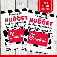 two red and black stickers with the words nugget nugget on them