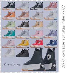 the different colors of sneakers are shown in this poster, which is also available for purchase