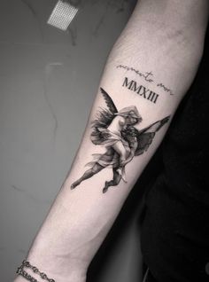 Psyche tattoo memento mori tattoo roman number tattoo Different Types Of Angels, Scientific Tattoo, St Michael Tattoo, 27 Tattoo, Types Of Angels, Christian Tattoo, Cherub Tattoo, Angel Tattoos, New Tattoo Designs