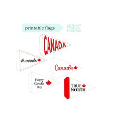 the canadian flag and canada stickers are shown in red, white, and blue