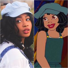 an image of the same woman in different roles as disney princesses, from left to right