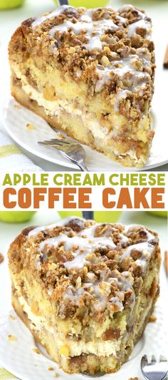 an apple cream cheese coffee cake on a plate